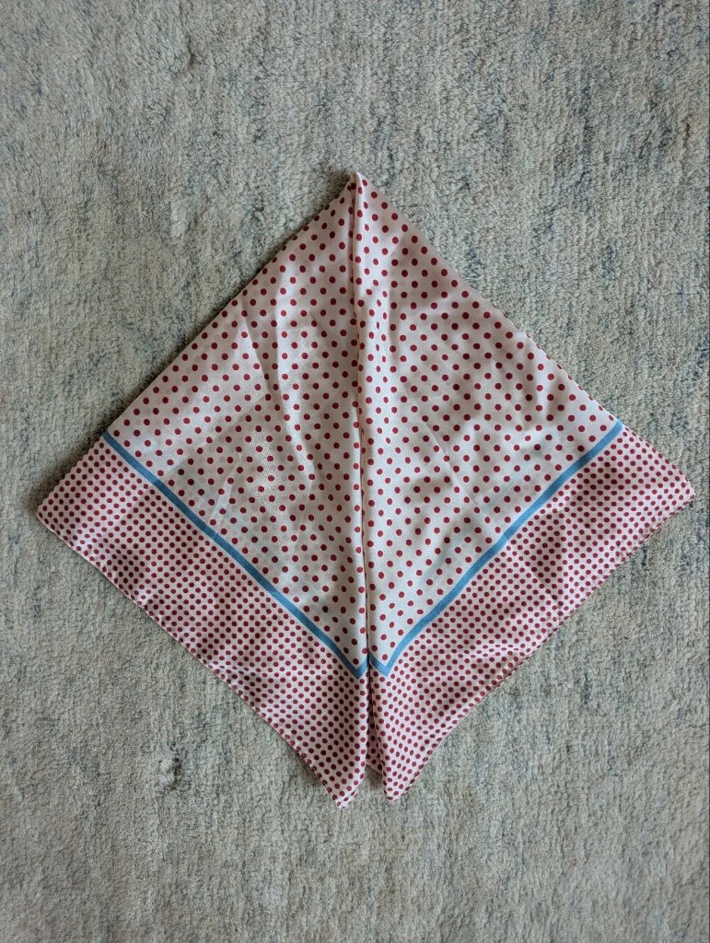 Vintage Inspired Red Polka Dot Square Silk Feel Scarf 26
